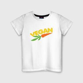 Детская футболка хлопок с принтом Веган - Морковь , 100% хлопок | круглый вырез горловины, полуприлегающий силуэт, длина до линии бедер | green | greenpaece | nature | sport | vegan | yoga | веган | вегетарианец | гринпис | еда | животные | жизнь | здоровье | зеленый | йога | мир | овощи | пища | планета | природа | растение | спорт | тело | фрукты
