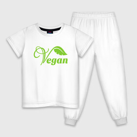 Детская пижама хлопок с принтом Vegan Power , 100% хлопок |  брюки и футболка прямого кроя, без карманов, на брюках мягкая резинка на поясе и по низу штанин
 | green | greenpaece | nature | sport | vegan | yoga | веган | вегетарианец | гринпис | еда | животные | жизнь | здоровье | зеленый | йога | мир | овощи | пища | планета | природа | растение | спорт | тело | фрукты