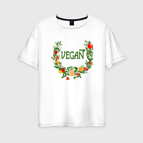 Женская футболка хлопок Oversize с принтом Vegan World , 100% хлопок | свободный крой, круглый ворот, спущенный рукав, длина до линии бедер
 | green | greenpaece | nature | sport | vegan | yoga | веган | вегетарианец | гринпис | еда | животные | жизнь | здоровье | зеленый | йога | мир | овощи | пища | планета | природа | растение | спорт | тело | фрукты