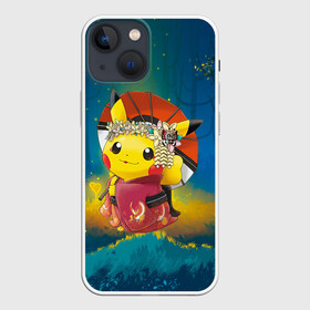 Чехол для iPhone 13 mini с принтом Пикачу гейша ,  |  | Тематика изображения на принте: anime | picachu | pikachu | аниме | милый | пика | пикачу | покебол | покемон