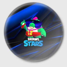 Значок с принтом Базз Buzz Brawl Stars ,  металл | круглая форма, металлическая застежка в виде булавки | brawl | brawl stars | brawlstars | brawl_stars | buz | buzz | баз | базз | бравл | бравлстарс | буз