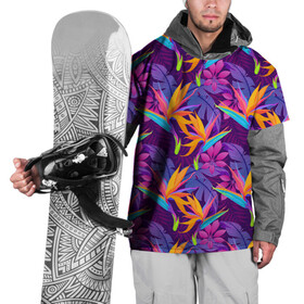 Накидка на куртку 3D с принтом Тропические листья , 100% полиэстер |  | абстракция | листья | паттерн | текстуры | тропики | узоры | цветы