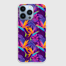 Чехол для iPhone 13 Pro с принтом Тропические листья ,  |  | Тематика изображения на принте: абстракция | листья | паттерн | текстуры | тропики | узоры | цветы