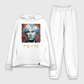 Женский костюм хлопок Oversize с принтом Andy Warhol ,  |  | andy warhol | art | legend | pop art | portrait | signature | искусство | легенда | подпись | поп арт | портрет | энди уорхол