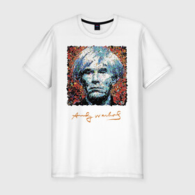 Мужская футболка хлопок Slim с принтом Andy Warhol , 92% хлопок, 8% лайкра | приталенный силуэт, круглый вырез ворота, длина до линии бедра, короткий рукав | andy warhol | art | legend | pop art | portrait | signature | искусство | легенда | подпись | поп арт | портрет | энди уорхол