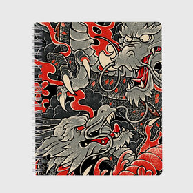 Тетрадь с принтом Китайский Дракон, China Dragon , 100% бумага | 48 листов, плотность листов — 60 г/м2, плотность картонной обложки — 250 г/м2. Листы скреплены сбоку удобной пружинной спиралью. Уголки страниц и обложки скругленные. Цвет линий — светло-серый
 | chinese dragon | dhina dragon | dragon | азиатский дракон | восточный дракон | дракон | китайские драконы | китайский дракон | красный дракон | традиционный китайский дракон | японский дракон