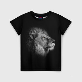 Детская футболка 3D с принтом Гордый лев , 100% гипоаллергенный полиэфир | прямой крой, круглый вырез горловины, длина до линии бедер, чуть спущенное плечо, ткань немного тянется | взгляд | грива | зверь | кот | кошка | лев | мудрость | профиль | царь