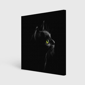 Холст квадратный с принтом Черный кот , 100% ПВХ |  | взгляд | глаза | киса | киска | кот | котик | котяра | профиль | пушистый | усы