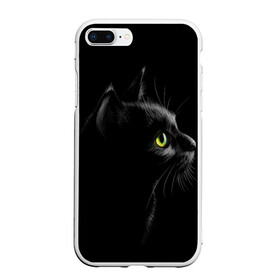 Чехол для iPhone 7Plus/8 Plus матовый с принтом Черный кот , Силикон | Область печати: задняя сторона чехла, без боковых панелей | взгляд | глаза | киса | киска | кот | котик | котяра | профиль | пушистый | усы