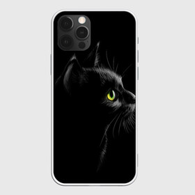Чехол для iPhone 12 Pro с принтом Черный кот , силикон | область печати: задняя сторона чехла, без боковых панелей | взгляд | глаза | киса | киска | кот | котик | котяра | профиль | пушистый | усы
