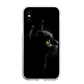 Чехол для iPhone XS Max матовый с принтом Черный кот , Силикон | Область печати: задняя сторона чехла, без боковых панелей | взгляд | глаза | киса | киска | кот | котик | котяра | профиль | пушистый | усы