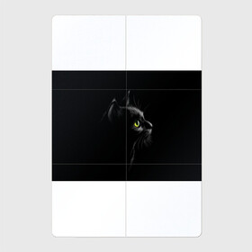 Магнитный плакат 2Х3 с принтом Черный кот , Полимерный материал с магнитным слоем | 6 деталей размером 9*9 см | Тематика изображения на принте: взгляд | глаза | киса | киска | кот | котик | котяра | профиль | пушистый | усы