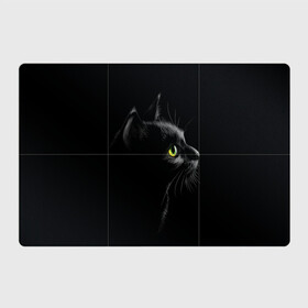 Магнитный плакат 3Х2 с принтом Черный кот , Полимерный материал с магнитным слоем | 6 деталей размером 9*9 см | Тематика изображения на принте: взгляд | глаза | киса | киска | кот | котик | котяра | профиль | пушистый | усы