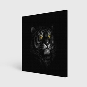 Холст квадратный с принтом Тигр , 100% ПВХ |  | взгляд | глаза | киса | киска | кот | котик | котяра | профиль | пушистый | тигр | усы