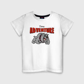 Детская футболка хлопок с принтом adventure time , 100% хлопок | круглый вырез горловины, полуприлегающий силуэт, длина до линии бедер | adventure time | bulldog | dog | pitbull | sxe | бульдог | питбуль | приключения | собака