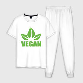Мужская пижама хлопок с принтом Веган , 100% хлопок | брюки и футболка прямого кроя, без карманов, на брюках мягкая резинка на поясе и по низу штанин
 | green | greenpaece | nature | sport | vegan | yoga | веган | вегетарианец | гринпис | еда | животные | жизнь | здоровье | зеленый | йога | мир | овощи | пища | планета | природа | растение | спорт | тело | фрукты