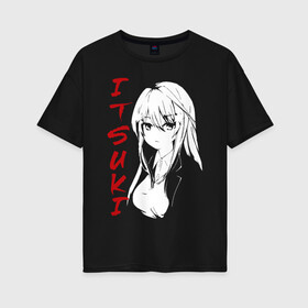 Женская футболка хлопок Oversize с принтом ITSUKI SF , 100% хлопок | свободный крой, круглый ворот, спущенный рукав, длина до линии бедер
 | бело красный | глаза | ицуки | лицо | смотрит