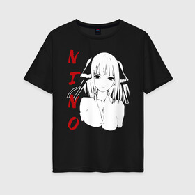 Женская футболка хлопок Oversize с принтом NINO SF , 100% хлопок | свободный крой, круглый ворот, спущенный рукав, длина до линии бедер
 | бело красный | глаза | лицо | нино | смотрит