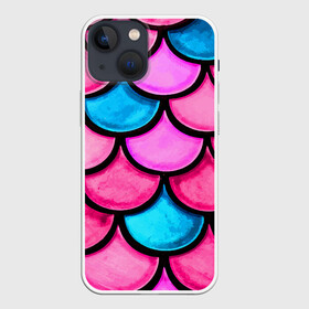 Чехол для iPhone 13 mini с принтом Морская Чешуя ,  |  | краски | мозаика. | море | неон | отдых | пляж | чешуя