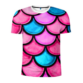 Мужская футболка 3D спортивная с принтом Морская Чешуя! , 100% полиэстер с улучшенными характеристиками | приталенный силуэт, круглая горловина, широкие плечи, сужается к линии бедра | краски | мозаика. | море | неон | отдых | пляж | чешуя