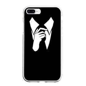 Чехол для iPhone 7Plus/8 Plus матовый с принтом Смокинг | Поправляю галстук , Силикон | Область печати: задняя сторона чехла, без боковых панелей | анонимус. | галстук | люди в чёрном | минимализм | рубашка | строгость