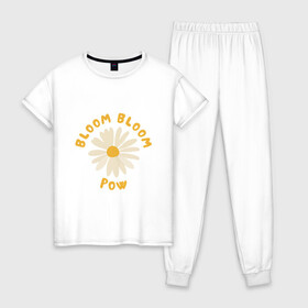 Женская пижама хлопок с принтом THE BOYZ Bloom Bloom Pow Cute  , 100% хлопок | брюки и футболка прямого кроя, без карманов, на брюках мягкая резинка на поясе и по низу штанин | 3racha | bts | bts idol | drake | exid hot pink | ikon | kpop | sleepy baby wolf | stay gold | the boyz bloom bloom pow cute retro lyrics | кейпоп | корейская музыка | корея | кпоп | поп
