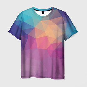 Мужская футболка 3D с принтом Цветные полигоны - Градиент , 100% полиэфир | прямой крой, круглый вырез горловины, длина до линии бедер | color | geometry | gradient | polygon | геометрия | градиент | полигон | цвет