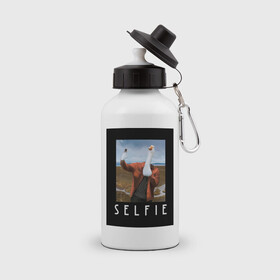 Бутылка спортивная с принтом selfie , металл | емкость — 500 мл, в комплекте две пластиковые крышки и карабин для крепления | funny | nerd | selfie | гусь | инстаграм | лебедь | селфи | тренд | утка | уточка | фото