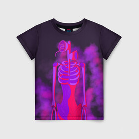 Детская футболка 3D с принтом СИРЕНОГОЛОВЫЙ НЕОН , 100% гипоаллергенный полиэфир | прямой крой, круглый вырез горловины, длина до линии бедер, чуть спущенное плечо, ткань немного тянется | neon | siren head | игра | монстр | неон | сиреноголовый | существо | хоррор