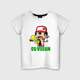 Детская футболка хлопок с принтом Go Vegan , 100% хлопок | круглый вырез горловины, полуприлегающий силуэт, длина до линии бедер | green | greenpaece | nature | sport | vegan | yoga | веган | вегетарианец | гринпис | еда | животные | жизнь | здоровье | зеленый | йога | мир | овощи | пища | планета | природа | растение | спорт | тело | фрукты
