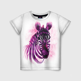 Детская футболка 3D с принтом Зебра акварель 3D , 100% гипоаллергенный полиэфир | прямой крой, круглый вырез горловины, длина до линии бедер, чуть спущенное плечо, ткань немного тянется | Тематика изображения на принте: 3d | africa | animal | watercolor | zebra | акварель | африка | дикий | животное | зверь | зебра