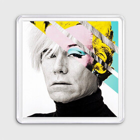 Магнит 55*55 с принтом Энди Уорхол | Andy Warhol , Пластик | Размер: 65*65 мм; Размер печати: 55*55 мм | Тематика изображения на принте: andy warhol | художник | энди уорхол