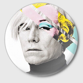 Значок с принтом Энди Уорхол | Andy Warhol ,  металл | круглая форма, металлическая застежка в виде булавки | Тематика изображения на принте: andy warhol | художник | энди уорхол