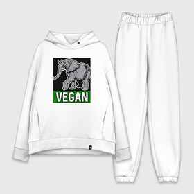 Женский костюм хлопок Oversize с принтом Vegan Elephant ,  |  | elephant | green | greenpaece | nature | sport | vegan | yoga | веган | вегетарианец | гринпис | еда | животные | жизнь | здоровье | зеленый | йога | мир | овощи | пища | планета | природа | растение | слон | спорт | тело | фрукты