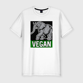 Мужская футболка хлопок Slim с принтом Vegan Elephant , 92% хлопок, 8% лайкра | приталенный силуэт, круглый вырез ворота, длина до линии бедра, короткий рукав | elephant | green | greenpaece | nature | sport | vegan | yoga | веган | вегетарианец | гринпис | еда | животные | жизнь | здоровье | зеленый | йога | мир | овощи | пища | планета | природа | растение | слон | спорт | тело | фрукты
