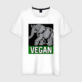 Мужская футболка хлопок с принтом Vegan Elephant , 100% хлопок | прямой крой, круглый вырез горловины, длина до линии бедер, слегка спущенное плечо. | elephant | green | greenpaece | nature | sport | vegan | yoga | веган | вегетарианец | гринпис | еда | животные | жизнь | здоровье | зеленый | йога | мир | овощи | пища | планета | природа | растение | слон | спорт | тело | фрукты