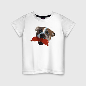 Детская футболка хлопок с принтом Амстафф , 100% хлопок | круглый вырез горловины, полуприлегающий силуэт, длина до линии бедер | amstaff | американский стаффордширский терьер | амстафф | аст | собака | сосиска | стафф | стаффорд