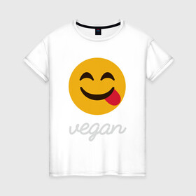 Женская футболка хлопок с принтом Vegan Smile , 100% хлопок | прямой крой, круглый вырез горловины, длина до линии бедер, слегка спущенное плечо | Тематика изображения на принте: green | greenpaece | nature | sport | vegan | yoga | веган | вегетарианец | гринпис | еда | животные | жизнь | здоровье | зеленый | йога | мир | овощи | пища | планета | природа | растение | спорт | тело | улыбка | фрукты