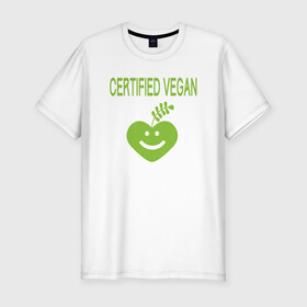 Мужская футболка хлопок Slim с принтом Проверенный веган , 92% хлопок, 8% лайкра | приталенный силуэт, круглый вырез ворота, длина до линии бедра, короткий рукав | green | greenpaece | nature | sport | vegan | yoga | веган | вегетарианец | гринпис | еда | животные | жизнь | здоровье | зеленый | йога | мир | овощи | пища | планета | природа | растение | спорт | тело | фрукты