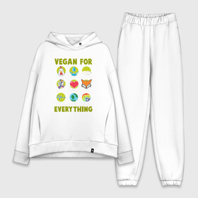Женский костюм хлопок Oversize с принтом Vegan For Everything ,  |  | green | greenpaece | nature | sport | vegan | yoga | веган | вегетарианец | гринпис | еда | животные | жизнь | здоровье | зеленый | йога | мир | овощи | пища | планета | природа | растение | спорт | тело | фрукты