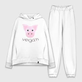 Женский костюм хлопок Oversize с принтом Pig Vegan ,  |  | green | greenpaece | nature | pig | sport | vegan | yoga | веган | вегетарианец | гринпис | еда | животные | жизнь | здоровье | зеленый | йога | мир | овощи | пища | планета | природа | растение | свинья | спорт | тело | фрукты