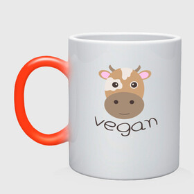 Кружка хамелеон с принтом Vegan Cow , керамика | меняет цвет при нагревании, емкость 330 мл | Тематика изображения на принте: cow | green | greenpaece | nature | sport | vegan | yoga | веган | вегетарианец | гринпис | еда | животные | жизнь | здоровье | зеленый | йога | корова | мир | овощи | пища | планета | природа | растение | спорт | тело | фрукты