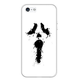 Чехол для iPhone 5/5S матовый с принтом Крик - Ghost Face , Силикон | Область печати: задняя сторона чехла, без боковых панелей | chill kill | dbd | ghost face | horror | scary movie | scream | scream mask | wasup | wazap | wazup | whats up | вазап | васап | краска | крик | маска крика | очень страшное кино | призрачное лицо | пятна | страшное кино | телефон | триллер | ужа
