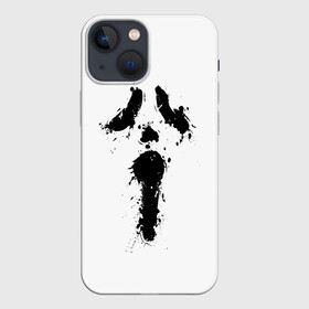 Чехол для iPhone 13 mini с принтом Крик   Ghost Face ,  |  | Тематика изображения на принте: chill kill | dbd | ghost face | horror | scary movie | scream | scream mask | wasup | wazap | wazup | whats up | вазап | васап | краска | крик | маска крика | очень страшное кино | призрачное лицо | пятна | страшное кино | телефон | триллер | ужа