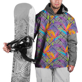 Накидка на куртку 3D с принтом Тропические цветы и узоры , 100% полиэстер |  | абстракция | геометрия | лето | линии | паттерн | текстуры | узоры