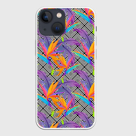 Чехол для iPhone 13 mini с принтом Тропические цветы и узоры ,  |  | абстракция | геометрия | лето | линии | паттерн | текстуры | узоры