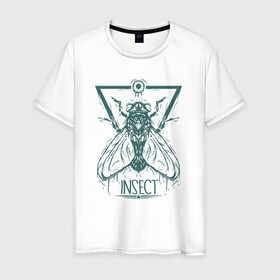 Мужская футболка хлопок с принтом Насекомое , 100% хлопок | прямой крой, круглый вырез горловины, длина до линии бедер, слегка спущенное плечо. | insect | арт | вредитель | иллюстрация | муха
