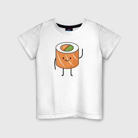 Детская футболка хлопок с принтом Сушинка , 100% хлопок | круглый вырез горловины, полуприлегающий силуэт, длина до линии бедер | арт | иллюстрация | китайская еда | ролл | суши
