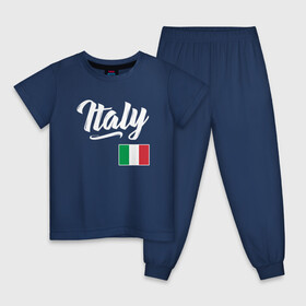 Детская пижама хлопок с принтом Italy , 100% хлопок |  брюки и футболка прямого кроя, без карманов, на брюках мягкая резинка на поясе и по низу штанин
 | football | forza | italia | italy | milan | rome | sport | гол | евро | европа | италия | итальянец | кубок | манчини | милан | рим | спорт | тренер | турист | фанат | футбол | футболист | чемпион