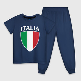 Детская пижама хлопок с принтом Italia Shield , 100% хлопок |  брюки и футболка прямого кроя, без карманов, на брюках мягкая резинка на поясе и по низу штанин
 | football | forza | italia | italy | milan | rome | sport | гол | евро | европа | италия | итальянец | кубок | манчини | милан | рим | спорт | тренер | турист | фанат | футбол | футболист | чемпион
